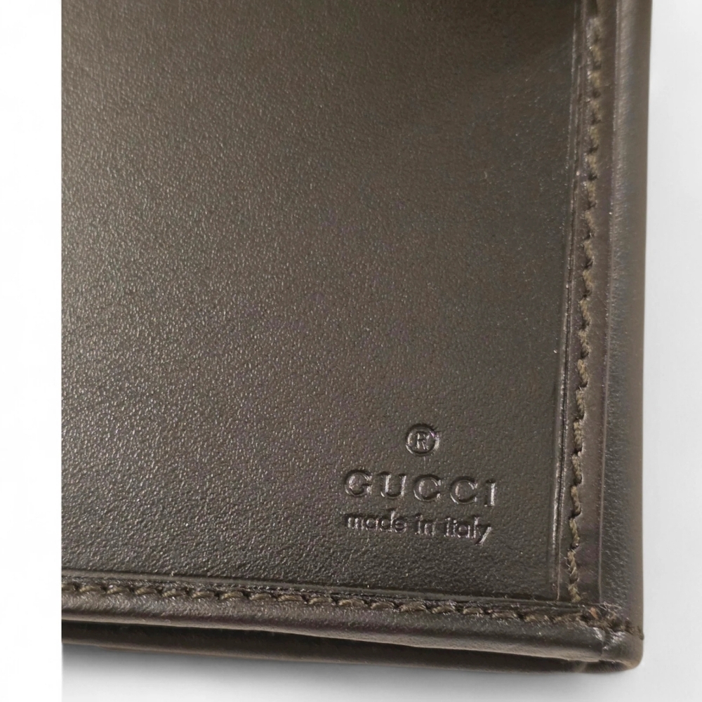 Vintage Gucci Sherry Web Beige Canvas & Brown Leather Wallet Made in Italy - Picture 8 of 11